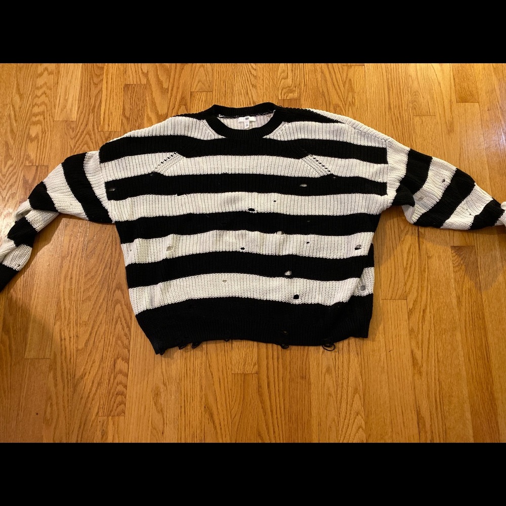 COPY - Nordstrom BP Black and White Striped “torn” sweater